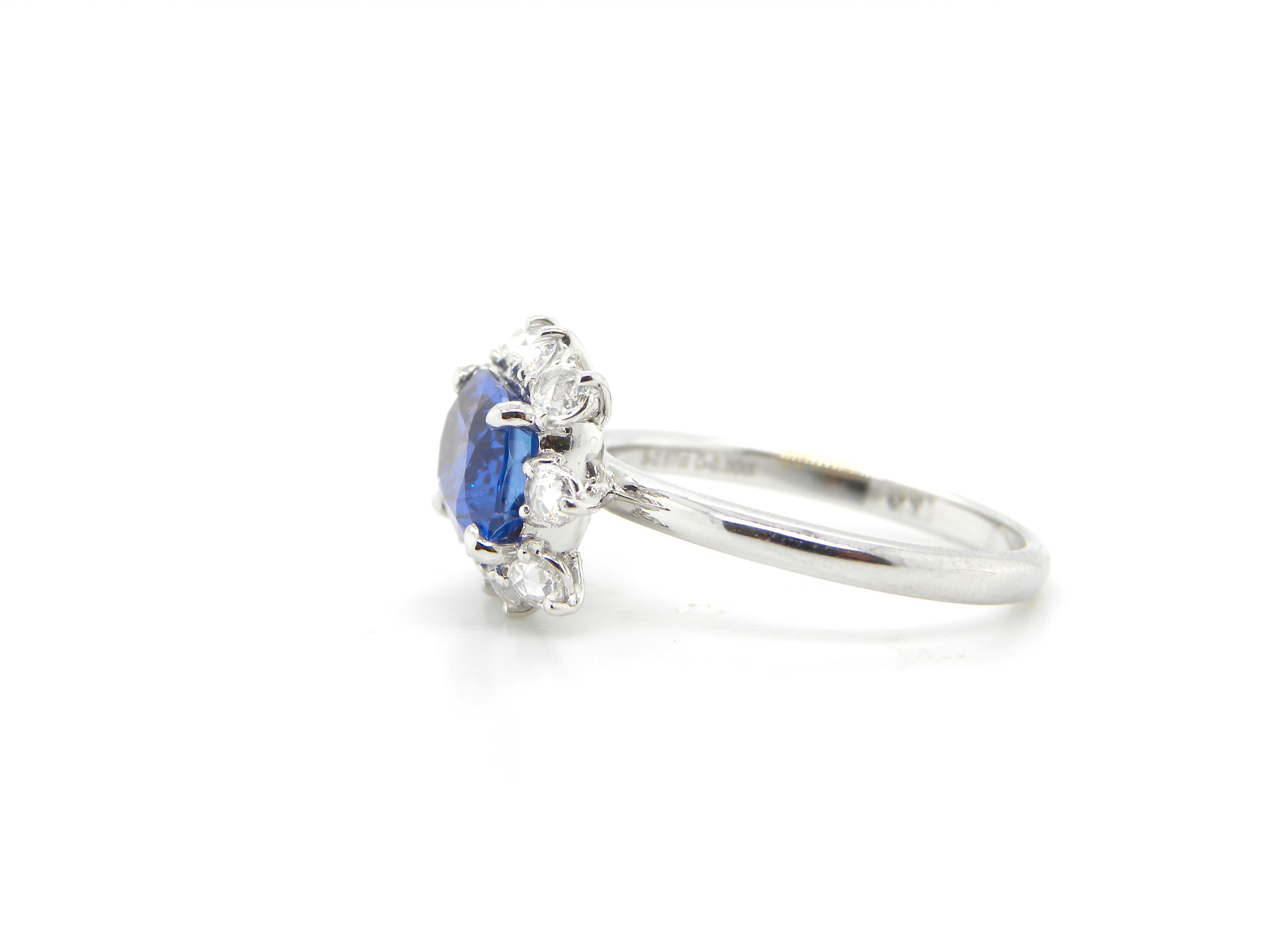 2.67 Carat GIA Certified Unheated Burmese Sapphire and Diamond Engagement Ring 1