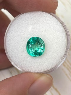 2.67 Carat Glowing Muzo Green Colombian Emerald - Cushion Cut May Birthstone
