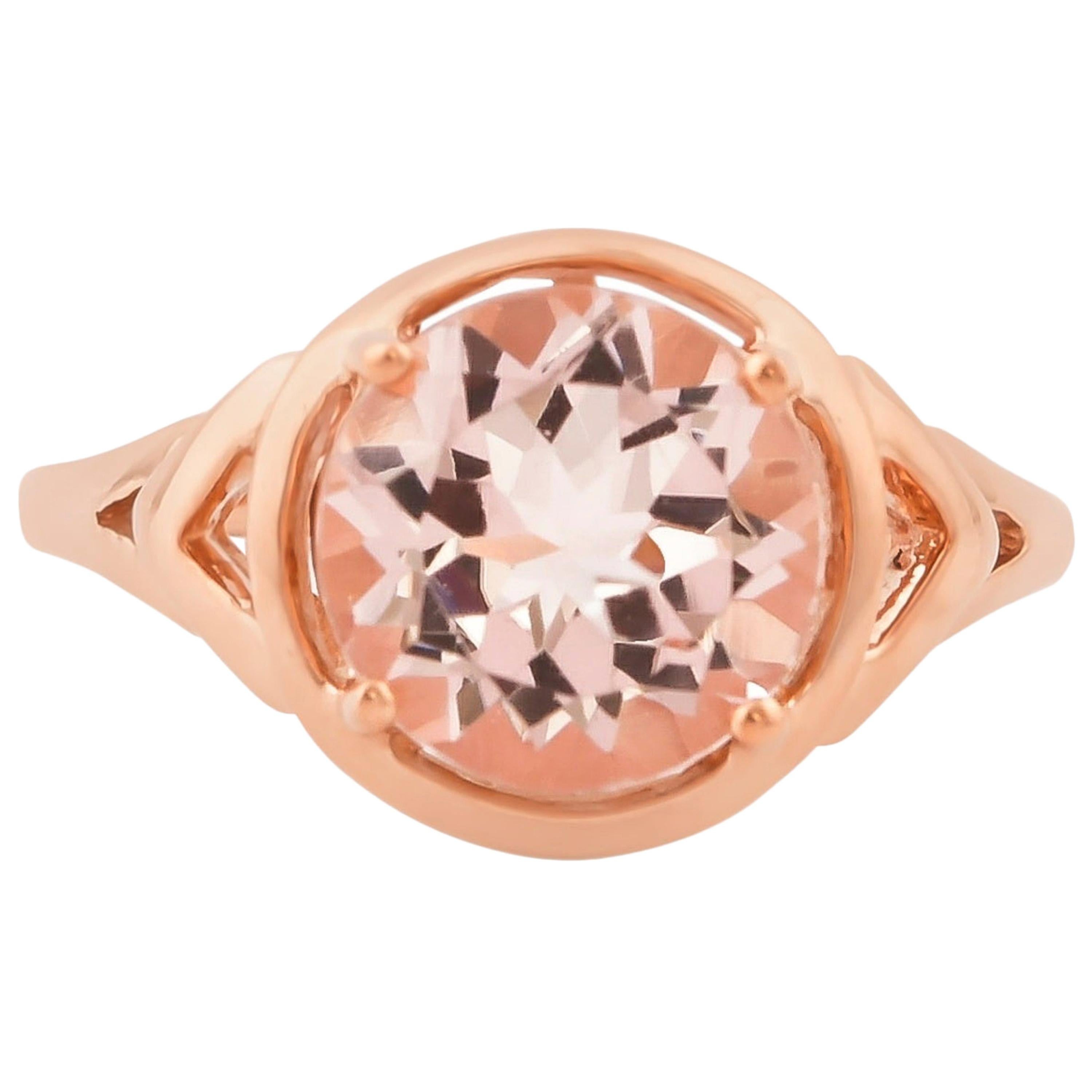 2.6 Carat Morganite Ring in 18 Karat Rose Gold