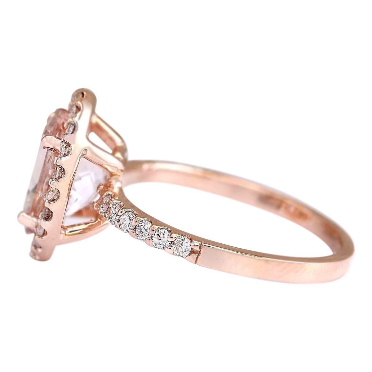 Stamped: 14K Rose Gold
Total Ring Weight: 3.7 Grams
Total Natural Morganite Weight is 2.07 Carat (Measures: 10.00x8.00 mm)
Color: Peach
Total Natural Diamond Weight is 0.60 Carat
Color: F-G, Clarity: VS2-SI1
Face Measures: 13.60x11.40 mm
Sku: