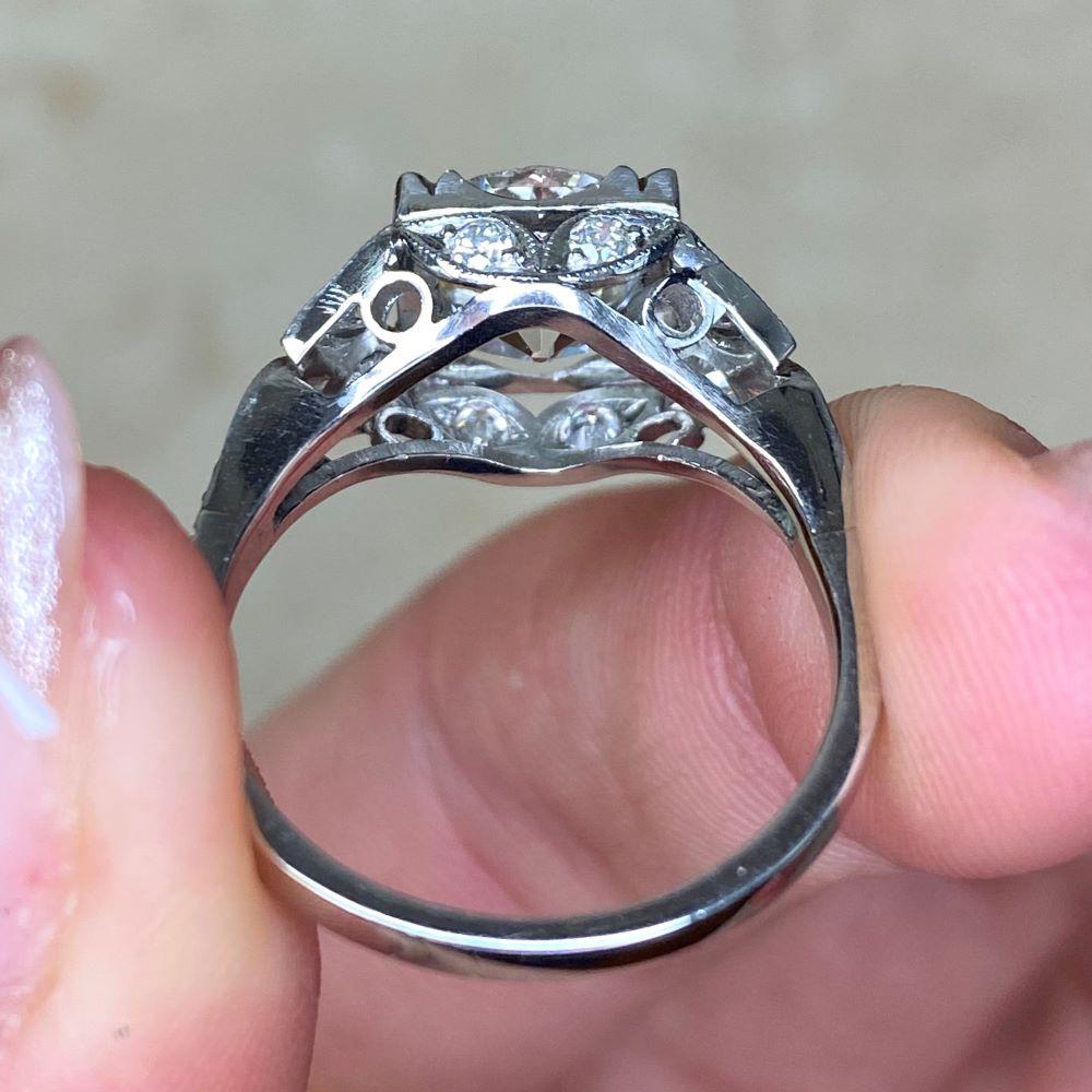 2.67 Carat Old Euro Diamond Engagement Ring, Platinum, Antique Diamond For Sale 5