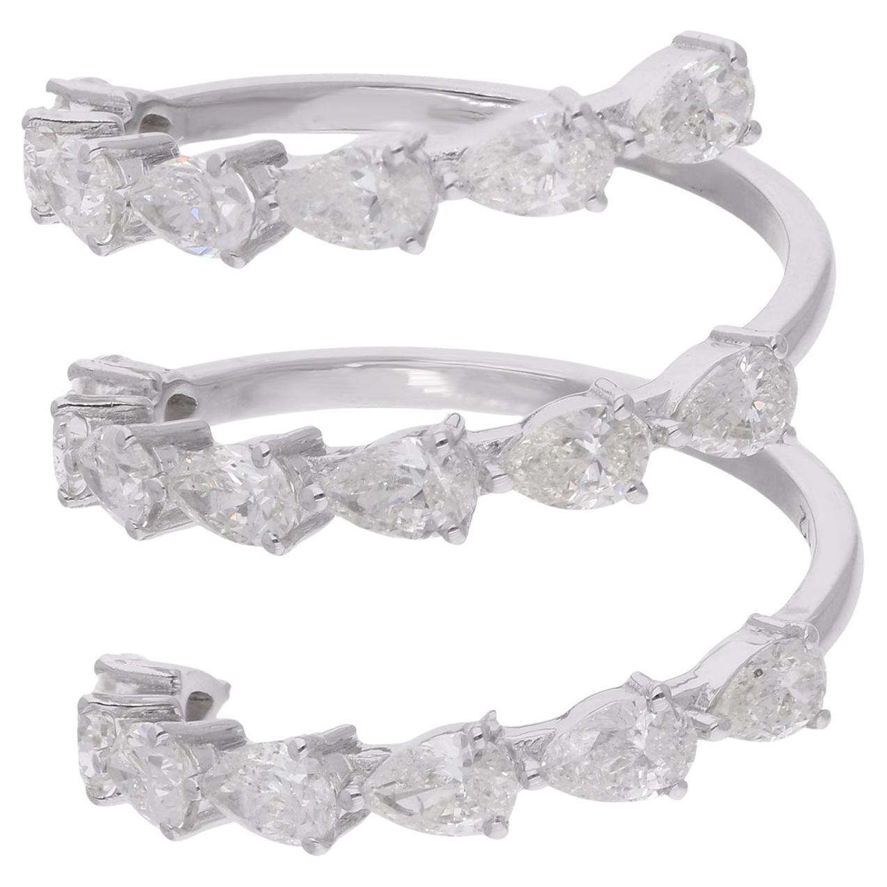 Natural 2.67 Carat Pear Cut SI/H Diamond 14 Karat White Gold Wrap Ring