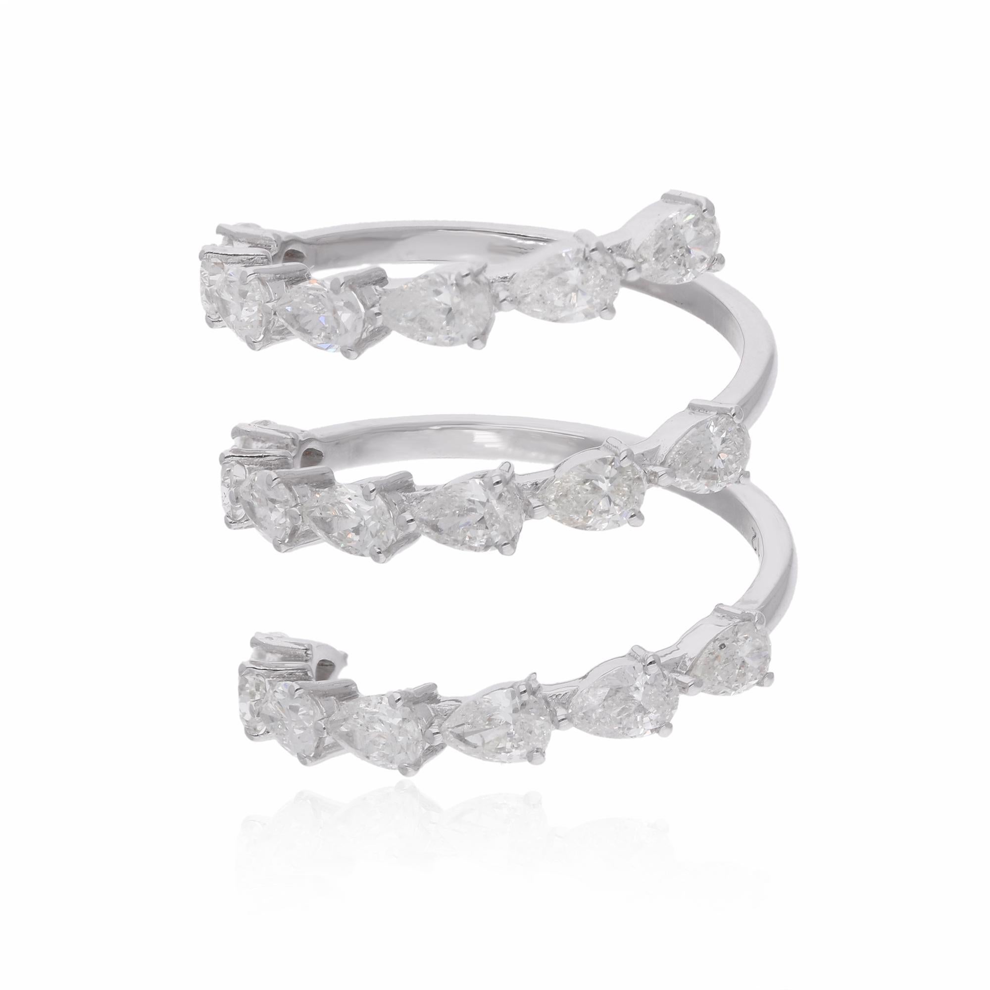 2,67 Karat birnenförmiger Diamant-Spring aus 18 Karat Weißgold Handgefertigter Schmuck