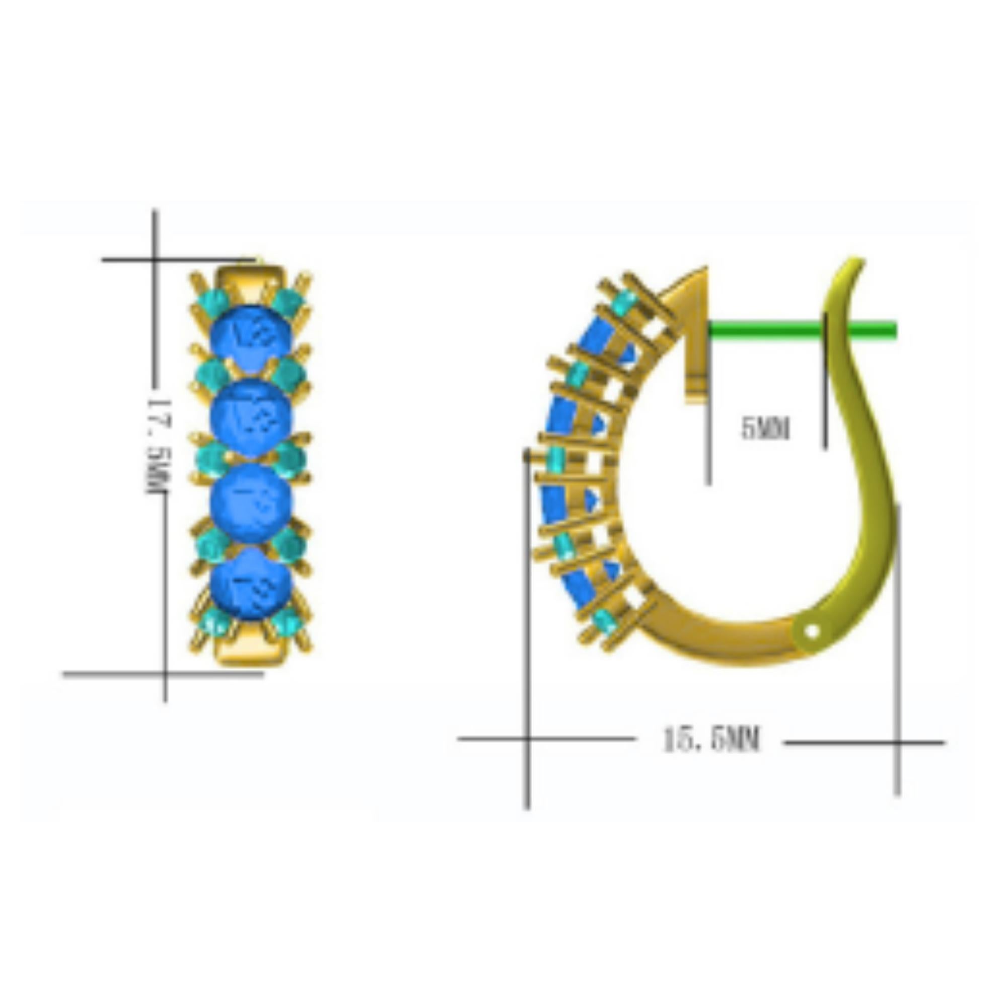Taglio rotondo Cerchi con zaffiro rotondo da 2,7 carati e diamanti rotondi da 0,50 carati in bianco 18k ref492 in vendita