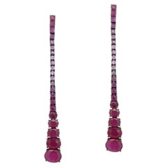 2.67 Carat Ruby & .70 Carat Pink Sapphire Stiletto Earrings 