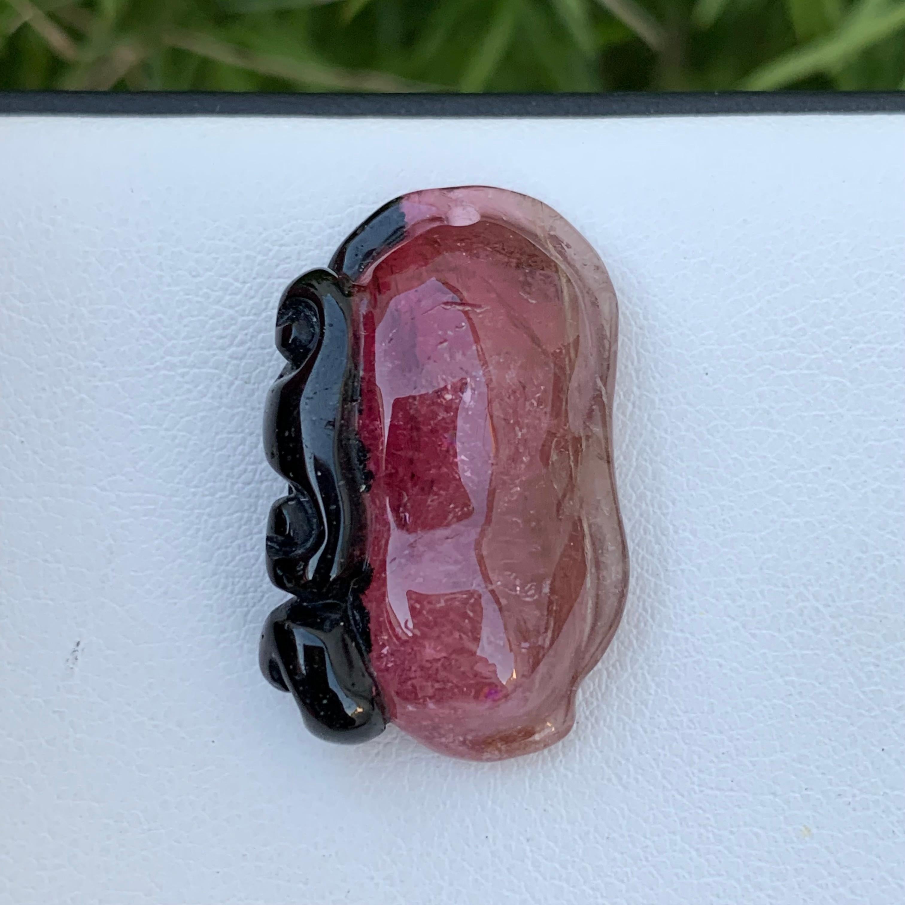 Weight: 26.70 Carats
Dimension: 2.6 x 1.7 x 0.7 Cm
Origin: Africa
Color: Red Pink and Green
Shape: Carving
Quality: AAA
Tourmaline helps to create a shield around a person or room to prevent negative or unwelcome energies from entering. It is also