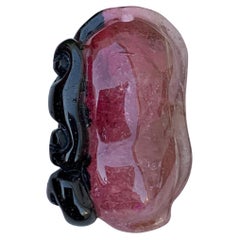 26.70 Carat Fruit Shape Bi Colour Tourmaline Drilled Carving From Africa 