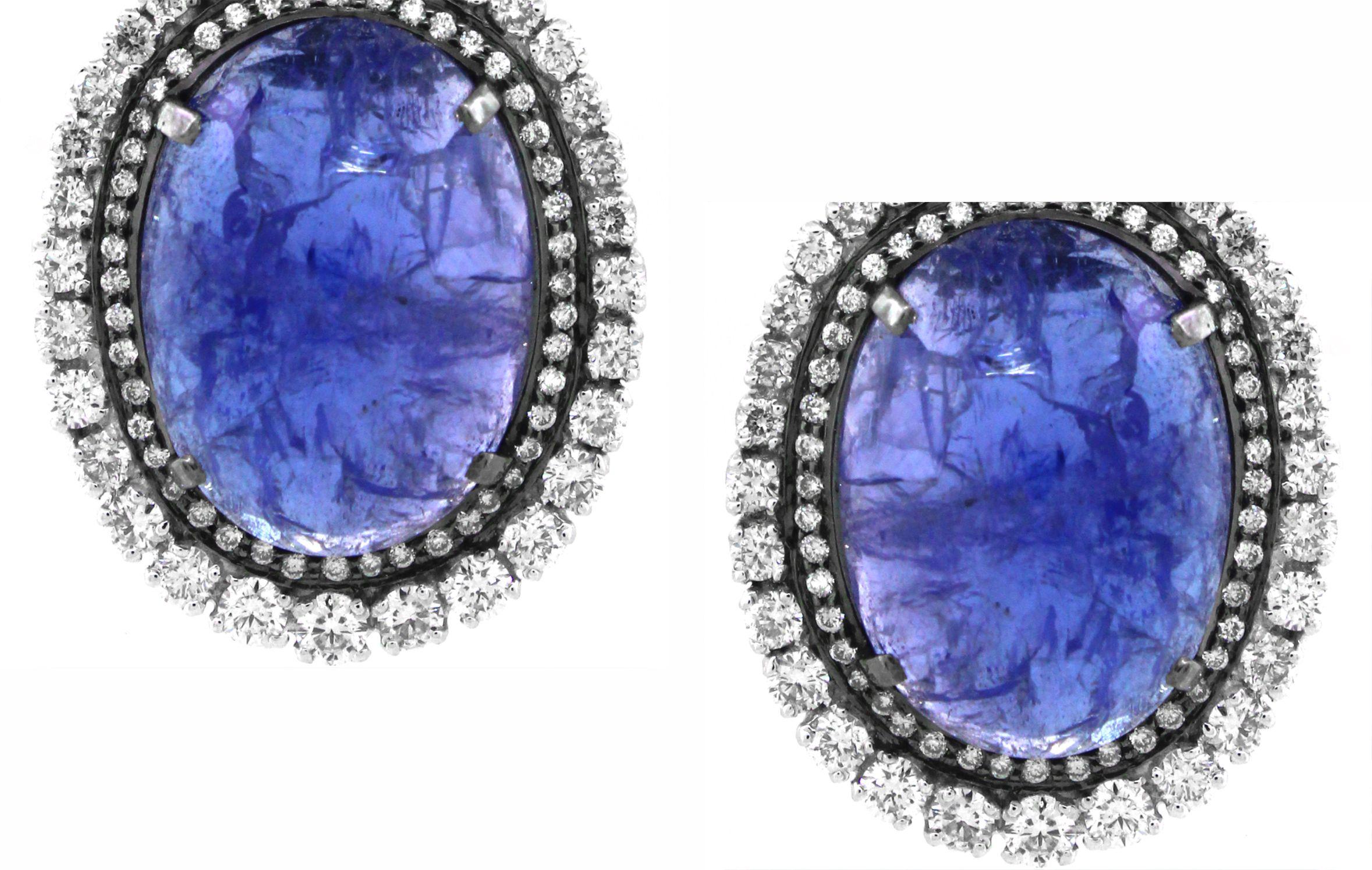 Modern 26.72 carats of Tanzanite Stud Earrings For Sale