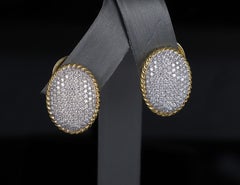 26723 David Yurman 18k Yellow Gold Pave Diamond Oval Dome Cable Rope Earrings