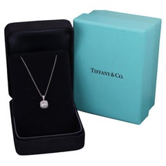 26734 Tiffany Co Platinum 0.35 H VVS2 Cushion Diamond Legacy Pendant Necklace
