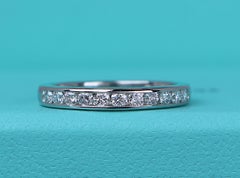 26739 Tiffany & Co. Platinum Diamond 3mm Channel Set Wedding Band Ring Size 6.5