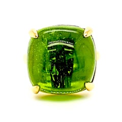 26.75 Carat Peridot Yellow Gold Ring