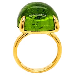 26.75 Carat Peridot Yellow Gold Ring