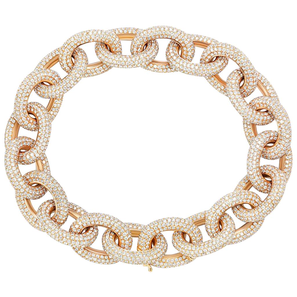 26.75 Carat Total Weight Pavè Diamond Link Bracelet For Sale