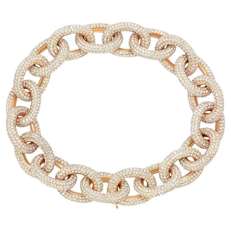 HARDWEAR LARGE LINK PINK GOLD PAVED DIAMOND BRACELET