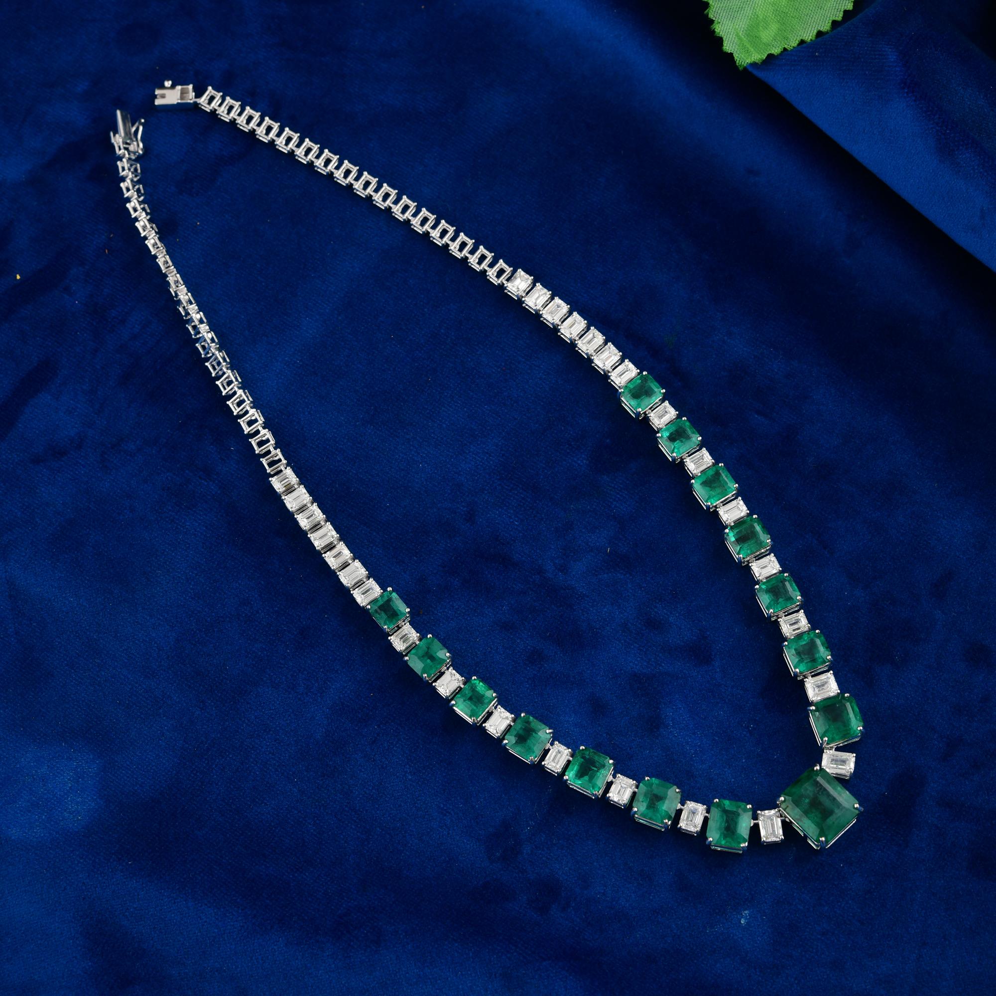 Esmeralda de Zambia de 26,75 quilates Collar de diamantes SI/H de 9,51 quilates Oro blanco de 14 quilates en Nuevo estado para la venta en Diera, Dubai