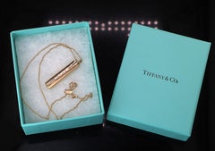 26752 Tiffany & Co 1.5" 18K Yellow Gold 1837 Bar Pendant Chain Necklace