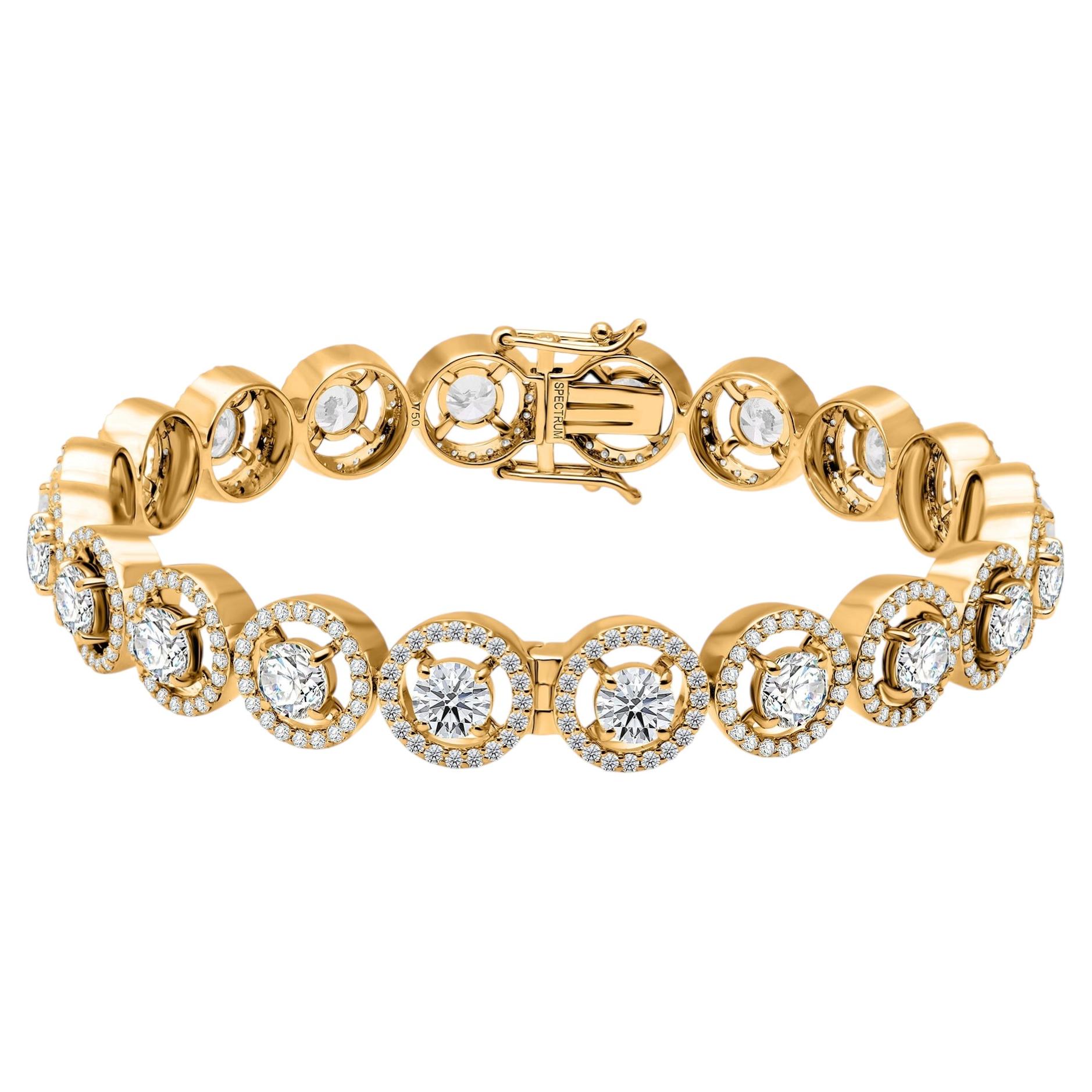 26.77 Carat Natural Diamond Bangle Set of 2 in 18K Yellow Gold Handmade Pair