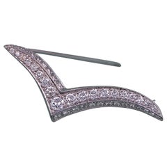 26772 Vintage Tiffany Co 1.20ct Platinum Pave Set Diamond Seagull V Pin Brooch