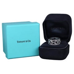 26776 Tiffany & Co Platinum Eternity Diamond 9.2mm Enchant Scroll Ring Band 7