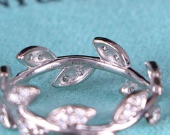 26778 Tiffany Co Paloma Picasso 18K White Gold Diamond Olive Leaf Ring Band 6.25