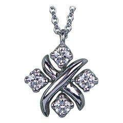 26779 Tiffany Co Schlumberger Sixteen Stone Platinum Diamond X Pendant Necklace