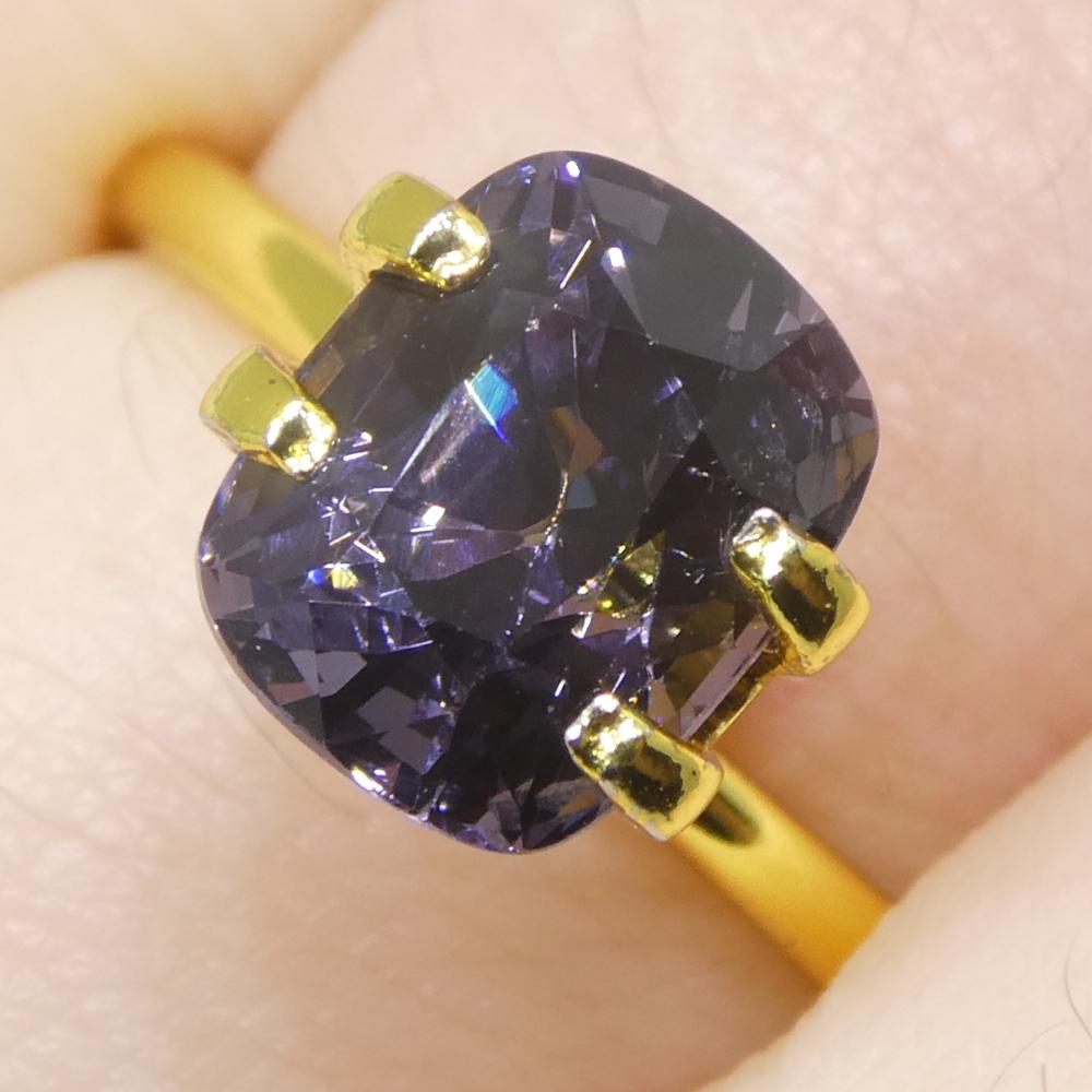 Taglio brillante 2,67ct Spinello viola a cuscino dalla Birmania non riscaldato in vendita