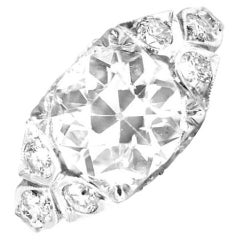 Bague de fiançailles 2,67ct Old Euro Diamond, Platinum, Antique Diamond