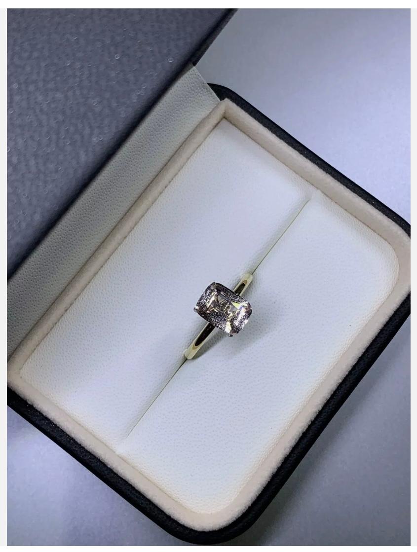 Emerald Cut 2.67ct Sapphire Emerald Solitaire Engagement Ring In 18ct Yellow Gold For Sale