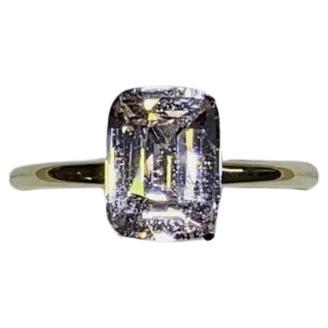 Bague de fiançailles solitaire saphir émeraude 2,67ct en or jaune 18ct