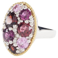 2.67cttw Garnet and White Diamond Sterling Silver Ring
