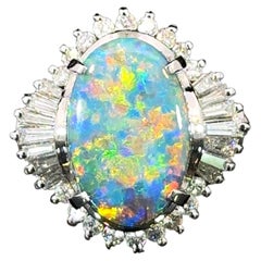 2.68 Carat Black Opal Diamond Platinum Cocktail Ring by Meghna Jewels