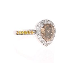 2.68 Carat Champagne Yellow Diamond 18 Karat White Gold Ring