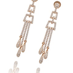 2.68 Carat Cubic Zirconia Rose Gold Art Deco Style Chandelier Drop Earrings