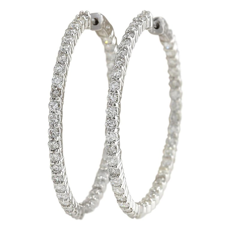 2.68 Carat Diamond 18 Karat White Gold Earrings For Sale (Free Shipping ...