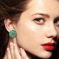 26.8 Carat Emerald Diamond Fluid Stud Earrings