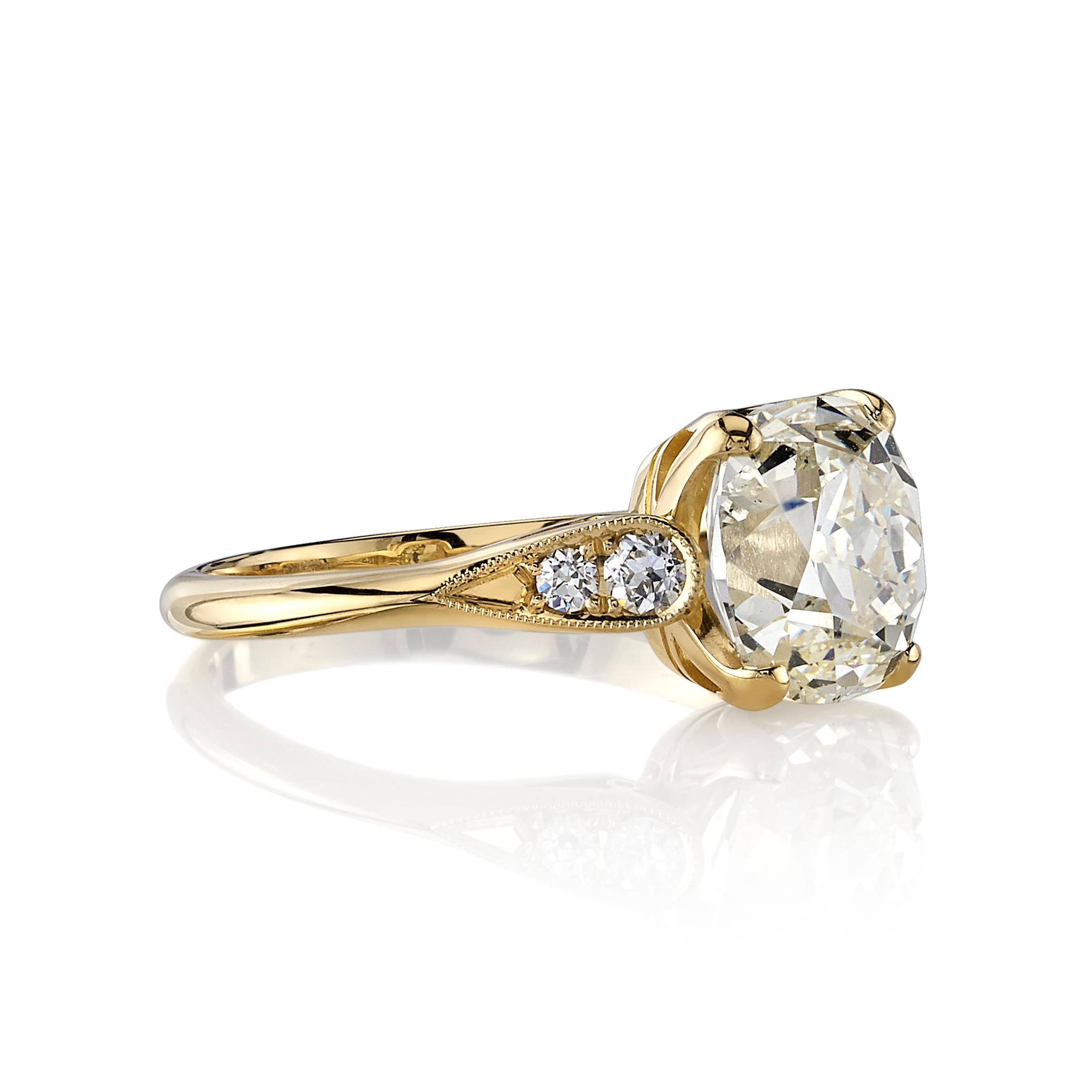 2.68ctw N/SI1 GIA certified Cushion cut diamond with 0.14ctw accent diamonds set in a handcrafted 18K yellow gold ring.

Ring is currently a size 6 and can be sized to fit.

Our jewelry is made locally in Los Angeles and most pieces are made to