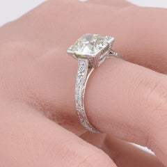 2.68 Carat GIA Old European Cut Diamond Platinum Deco Engagement Ring