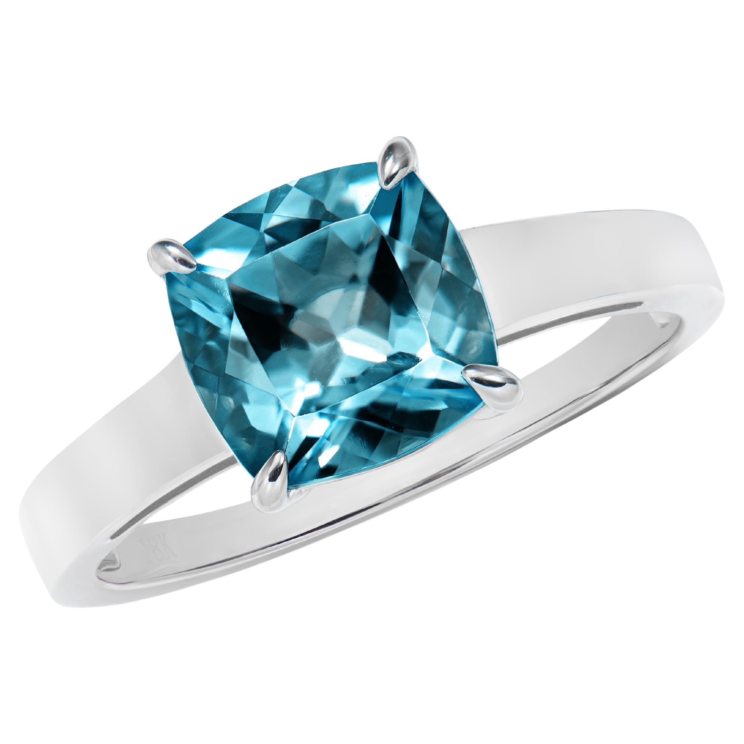 2.68 Carat London Blue Topaz Fancy Ring in 18Karat White Gold.   For Sale