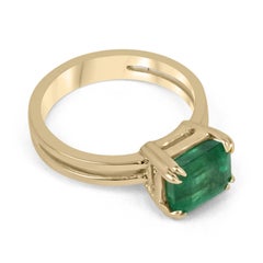 2.68 Carat Natural Emerald Medium Green Double Split Shank Ring Gold 18K