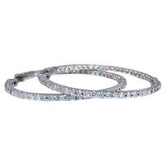 2.68 Carat Natural Round Diamond Hoop Earrings 14 Karat Single Share Prong*