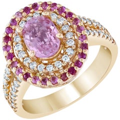 2.68 Carat Pink Sapphire Diamond 14 Karat Rose Gold Ring