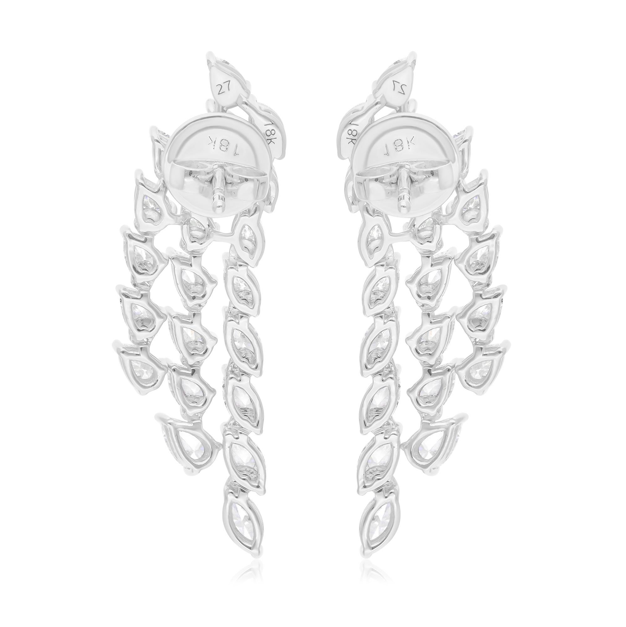 2.68 Carat SI Clarity HI Color Multi Shape Diamond Earrings 14 Karat White Gold In New Condition For Sale In Diera, Dubai