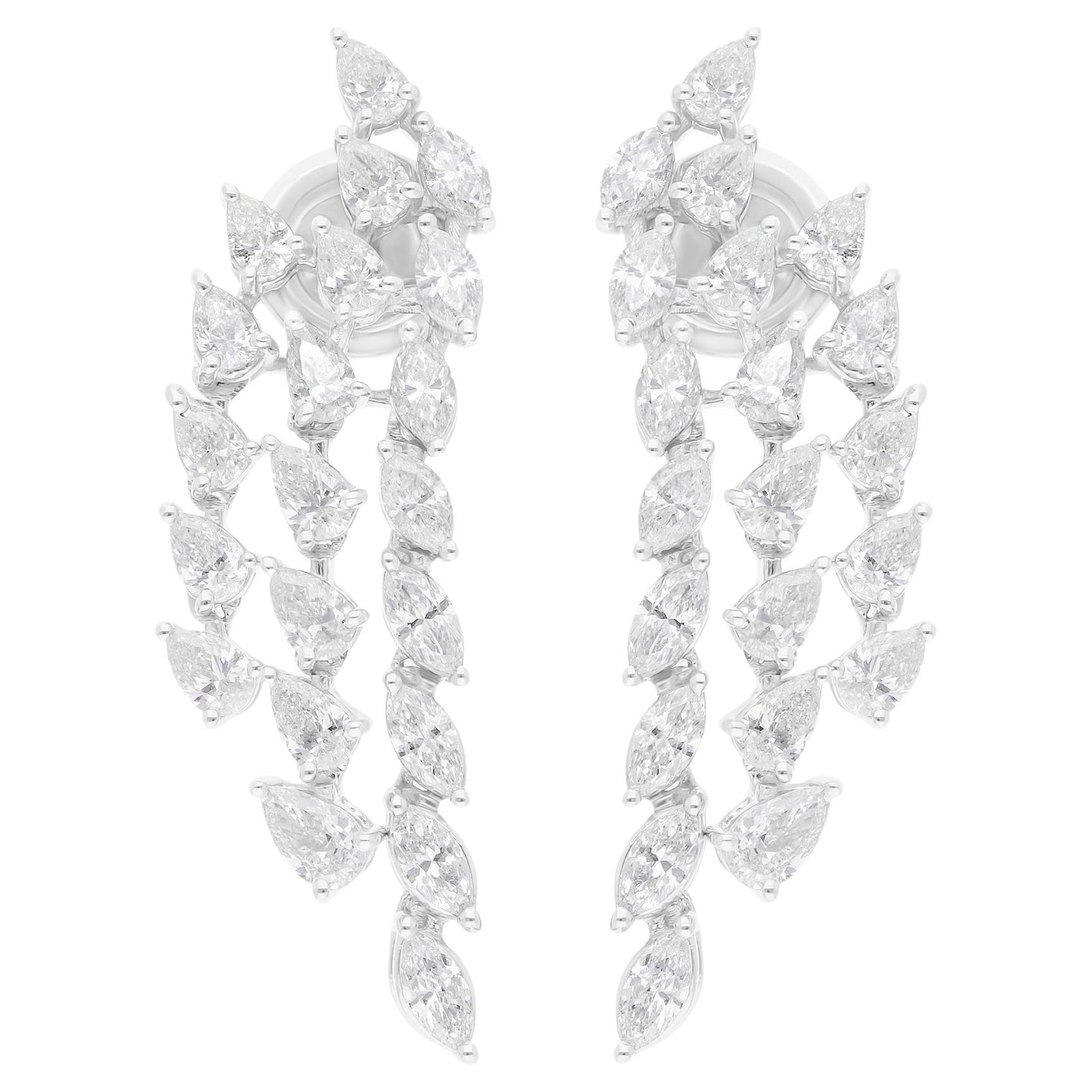 2.68 Carat SI Clarity HI Color Multi Shape Diamond Earrings 14 Karat White Gold For Sale