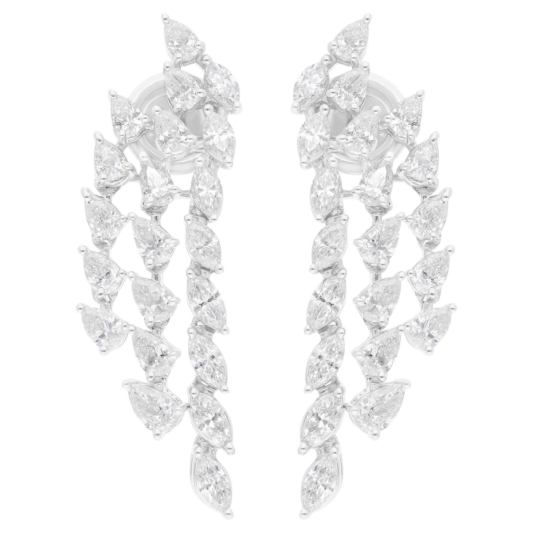 2.68 Carat SI Clarity HI Color Multi Shape Diamond Earrings 18 Karat White Gold For Sale