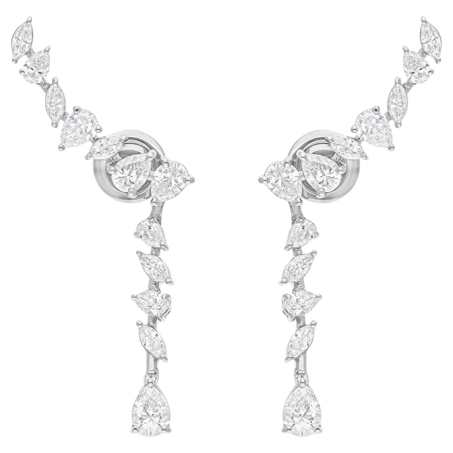 Orecchini di diamanti a pera e marquise da 2,68 carati SI/H Oro bianco 14 carati Gioielli di pregio
