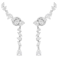 Orecchini di diamanti a pera e marquise da 2,68 carati SI/H Oro bianco 14 carati Gioielli di pregio