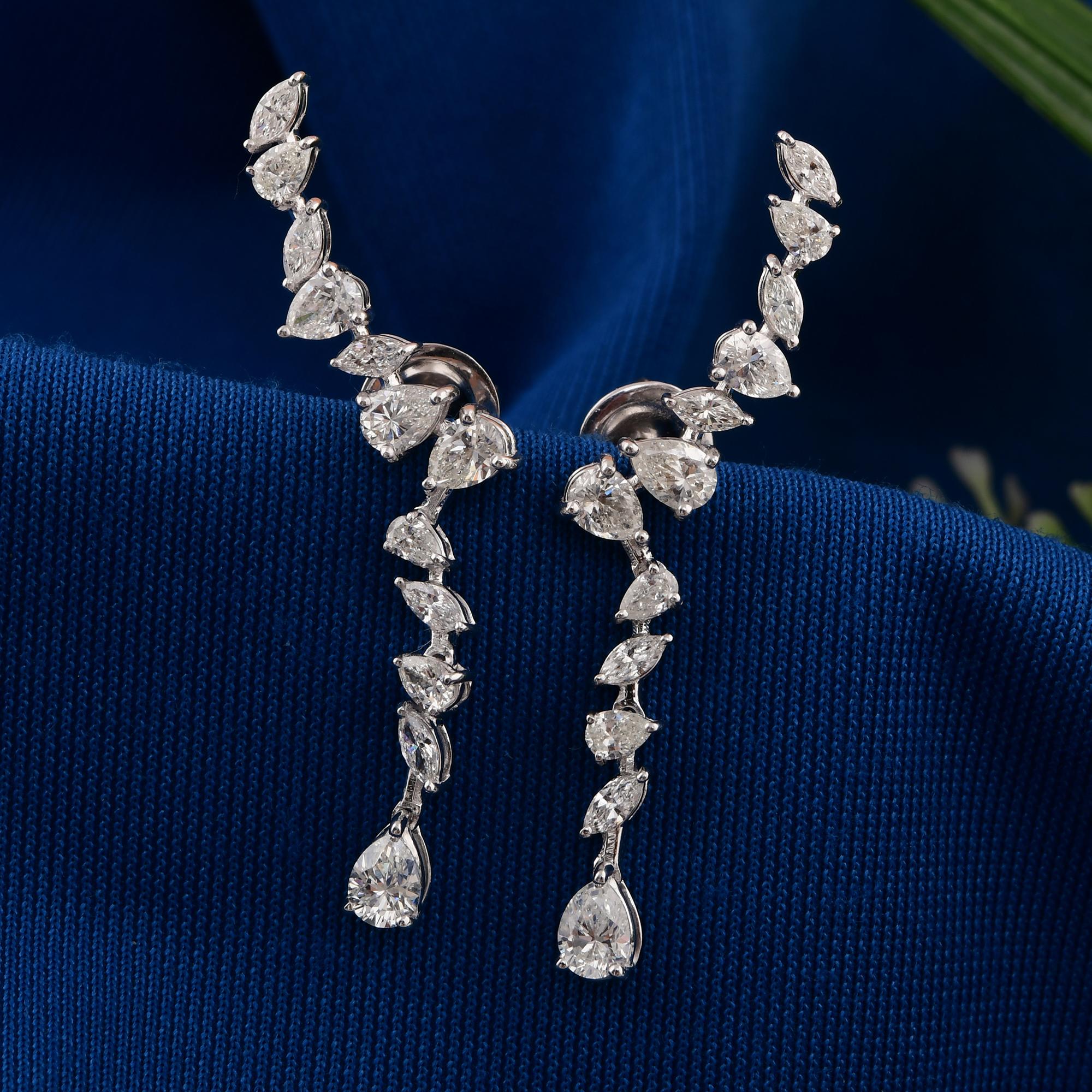 Modern 2.68 Carat SI/H Pear Marquise Diamond Earrings 18 Karat White Gold Fine Jewelry For Sale