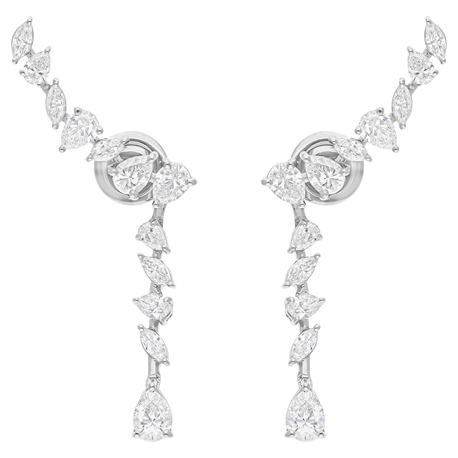 Pendientes de diamantes marquesa pera SI/H de 2,68 quilates Oro blanco de 18 quilates Joyería fina