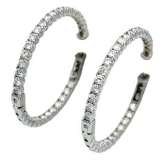 2.68 Carat Total Round Diamond Inside-Out Hoop Earrings in 14 Karat White Gold